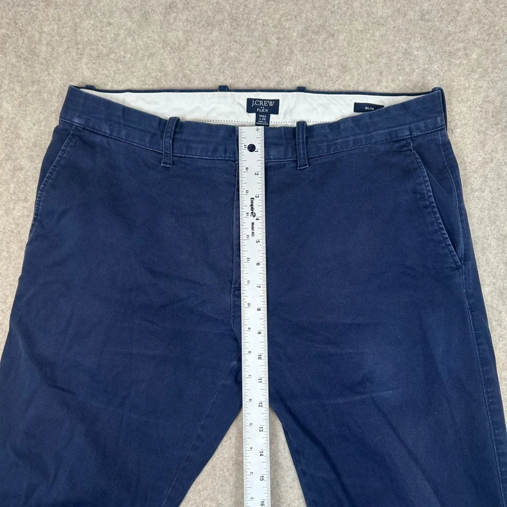 J.Crew Flex Chino Pants Mens 33x32 Navy Blue Slim Fit Stretch Cotton